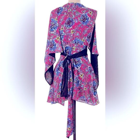 Prabal Gurung Paisley Floral Boho Mini Dress Size 8 - Picture 2 of 8